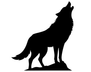 wolf howling  black silhouette vector illustration