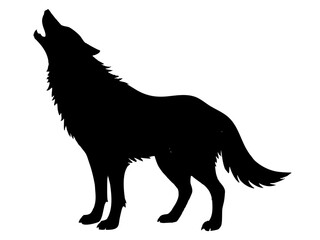 wolf howling  black silhouette vector illustration