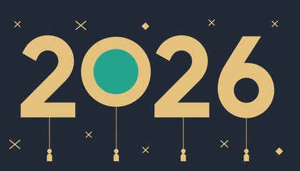 Elegant Gold and Teal New Year 2026 Celebration Greeting Card Background