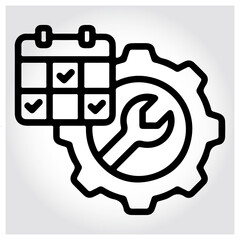 Scheduled maintenance and technical service planning success isolated on white background, Vector