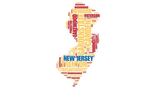Animated New Jersey Map-Shaped Wordcloud