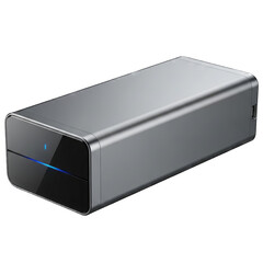 Fototapeta premium Silver external hard drive with isolated on white transparent background png 2025 2026 download