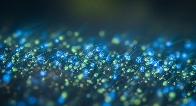 Dynamic blue and green light trails create a mesmerizing pattern, perfect for tech, energy, or futuristic designs, bringing a sense of innovation and wonder