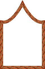 Inflexed Arch frame window door brick brickwork brown border picture frame vintage retro antique handcraft framework architecture decorative element isolated background