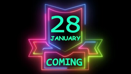 Neon light 28 january coming soon banner