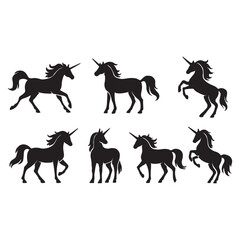 Dynamic Equine Portraits: Eight Silhouette Horses in Motion, Balance, Power, Grace, and Camaraderie