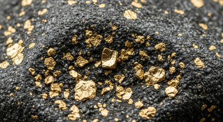 Stunning gold nuggets embedded in dark rock, perfect for wealth, investment, or mining concepts, capturing the allure of precious metals and prosperity