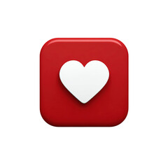 White heart symbol in red rounded square transparent background