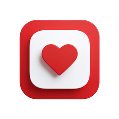 White heart symbol in red rounded square transparent background