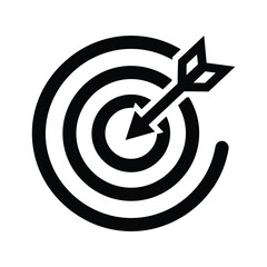 Target with arrow icon representing goal achievement isolated on