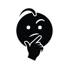 Thinking face emoji with hand on chin, isolated on