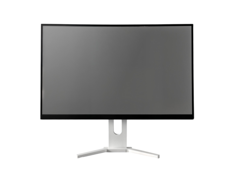 Modern Computer Monitor with Blank Screen on Transparent Background