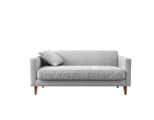 Modern Light Grey Sofa with Cushion on Transparent Background