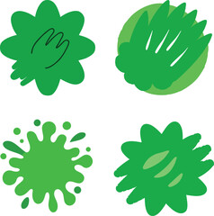 Eco friendly brush stroke badges hand drawn on a white background