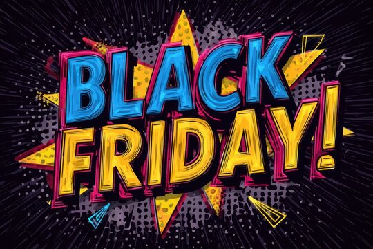 Bright Black Friday Celebration With Colorful 3D Letters, Confetti, And Festive Dots For Holiday Shopping Promotion And Eye-Catching Marketing Imagery