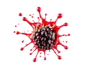 Juicy Blackberry Burst with Red Splash