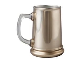 Polished Silver Tankard with Clear Glass Handle