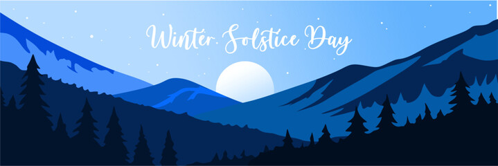 Winter Solstice Day theme poster or banner. Great for Posters, Banners, campaigns, greeting cards and social media. Vector Illustrations.
