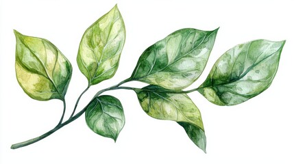 Detailed watercolor illustration of betel leaves for herbal remedy, isolated on white background