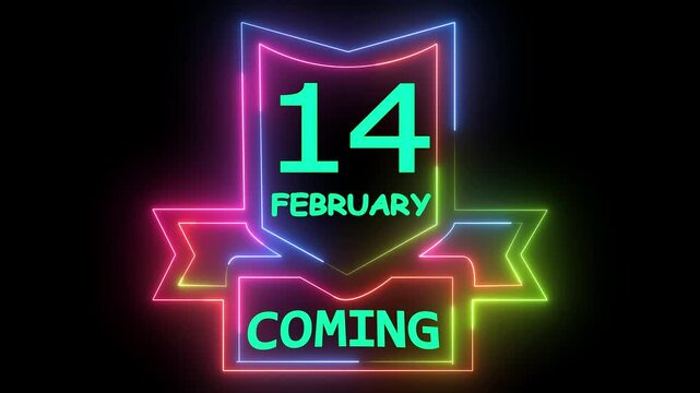 14 february coming animated neon sign board