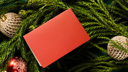 red christmas greeting card mockup,Festive Holiday Greeting Card Mockup,Xmas and New Year greeting...