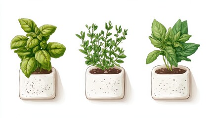 Cute illustrated kitchen herb garden labels mint