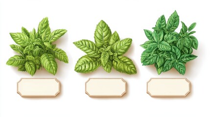 Cute illustrated kitchen herb garden labels mint