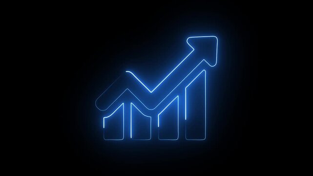 
Neon  glowing business graph icon animation .bule color  animated neon line business graph and black background .