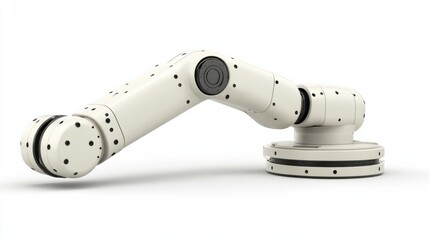 3D render of industrial robot arm for factory automation, isolated on white background