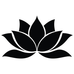 Elegant black silhouette of a blooming lotus flower
