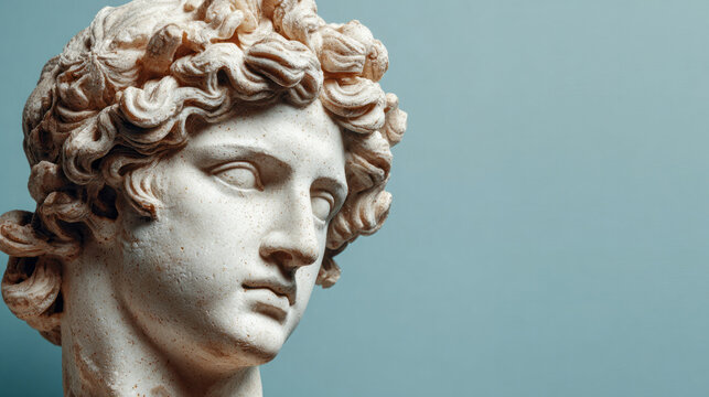 Ancient marble bust exuding timeless nostalgia, classical grandeur of Greek mythology, evoking Antiquities Day and International Museum Day - Powered by Adobe