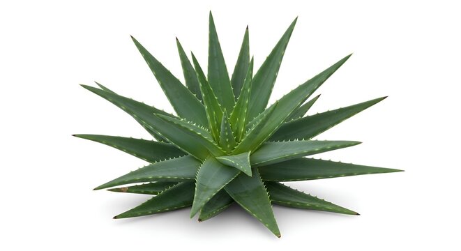 Green Aloe Vera Plant with Spiky Leaves Isolated on White Background for Natural Remedies