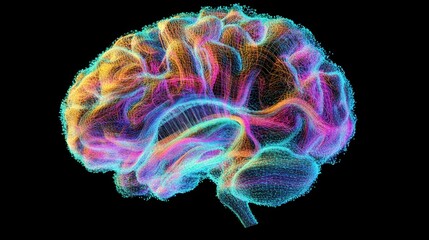 Colorful Abstract Brain Visualization in Digital Art