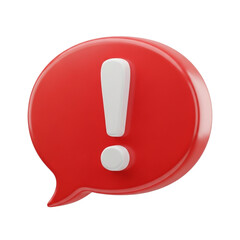 Red Speech Bubble with White Exclamation Mark Symbol.