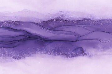 紫のアルコールインク風抽象背景、柔らかなグラデーションと雪のような粒子