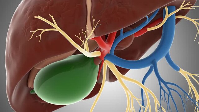 Human liver and gallbladder, vascular system detail