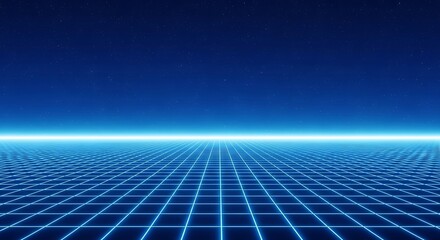 Enter the digital realm with this futuristic grid and starry sky design