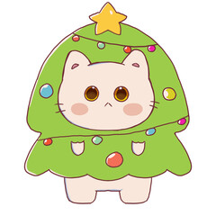 Cat in Christmas Tree Costume