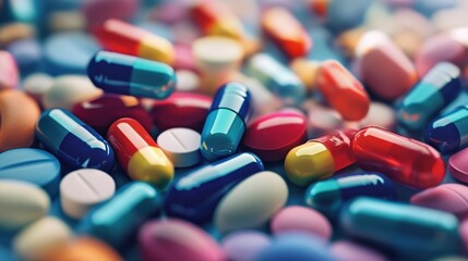 Colorful Assortment of Pills and Capsules on Surface