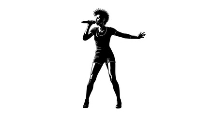 Dynamic singer performing with passion, a silhouette portrait for music events and artistic expression, bold design for creative projects and entertainment.