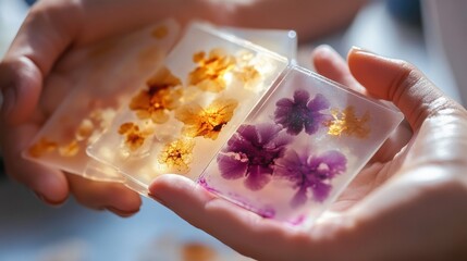 Beautiful Resin Art with Pressed Flowers and Gold Leaf