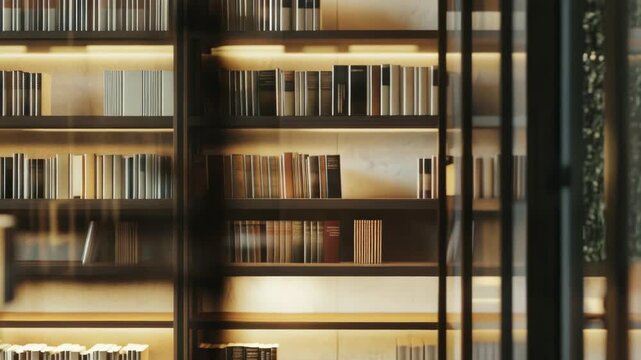 Video A well-stocked bookshelf filled with numerous books in various genres and colors