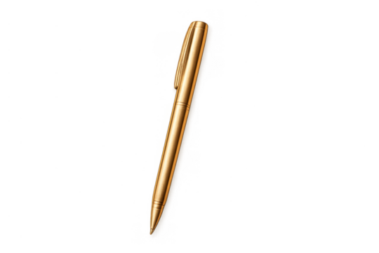 Golden fountain pen for business, executive writing, luxury stationery, and corporate communication with transparent background - Powered by Adobe