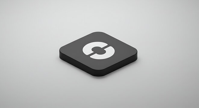 Minimalist Black Square App Icon with White Symbol on Gray