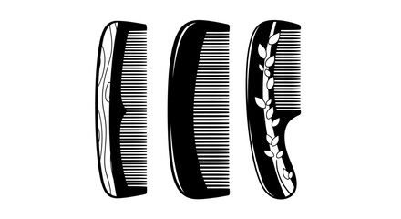 Elegant Black and White Comb Vector Set
