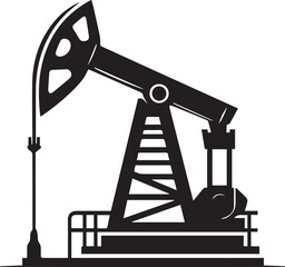 Oil pump jack black and white silhouette industry production concept.

