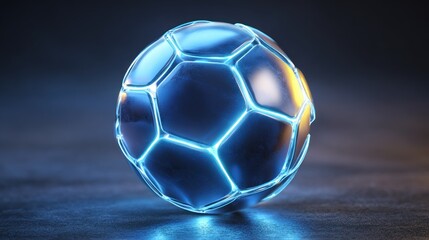 Naklejka premium Futuristic soccer ball with glowing lines