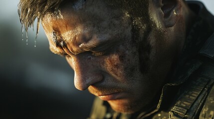 Emotional Military Farewell in Hyperrealistic Style