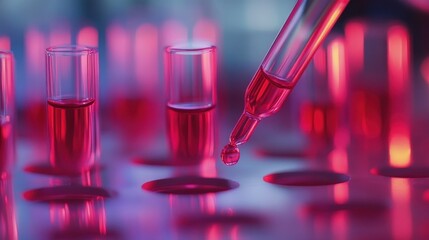 Colorful Laboratory Experiment with Dropper and Test Tubes