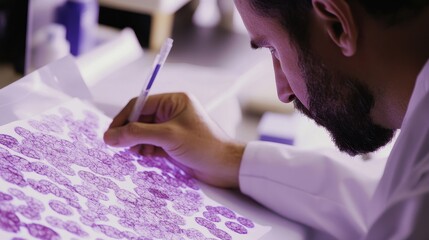 Researcher Analyzing Microscopic Sample in Laboratory